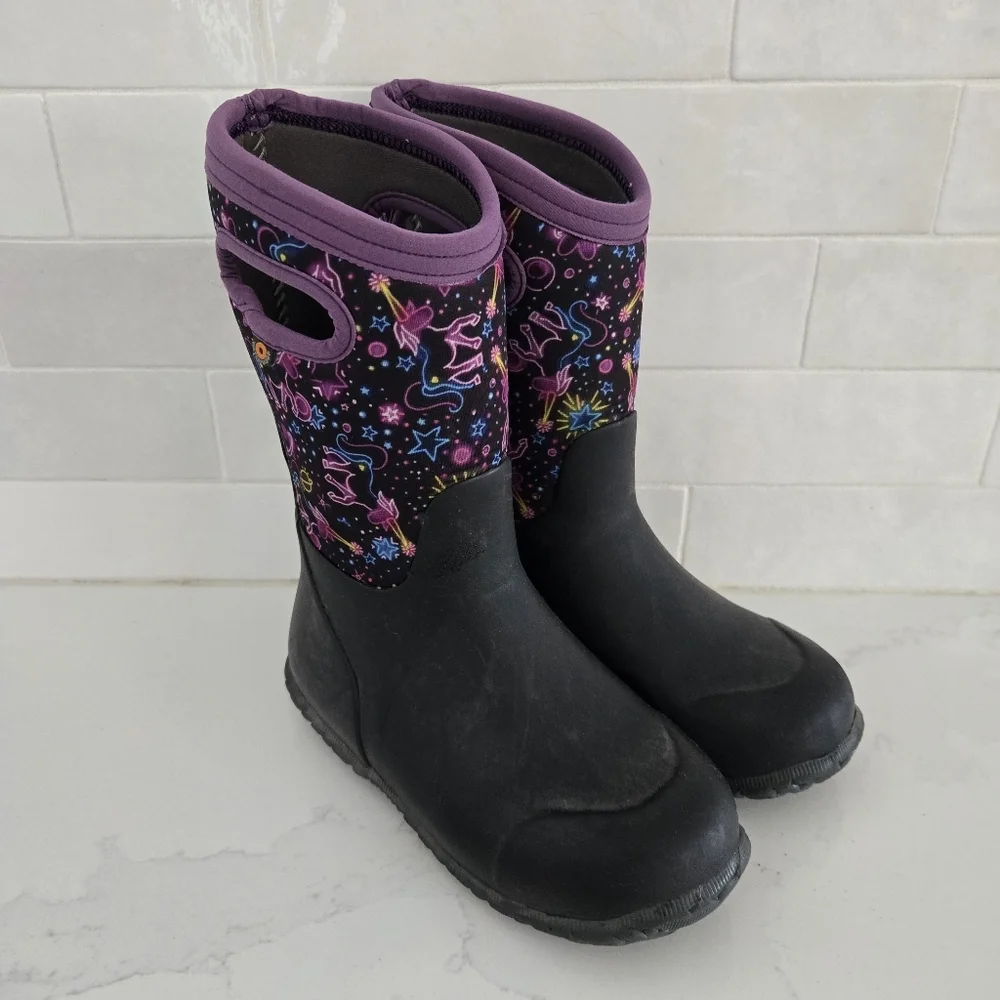 Bogs York Neon Unicorn Classic High Grasp Handles Waterproof Insulated Snow Boot - Picture 2 of 9